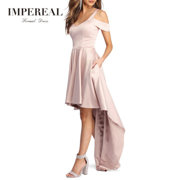 Satin High Low Flutter Short Front Long Back Formal Dress Patterns